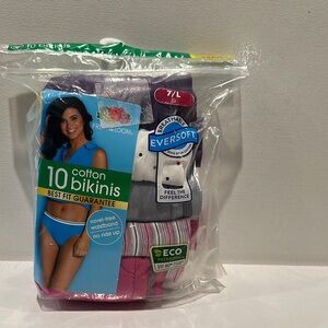 Fruit of the Loom (10) Pack 100% Cotton Bikinis Panties. Size 7 or L.